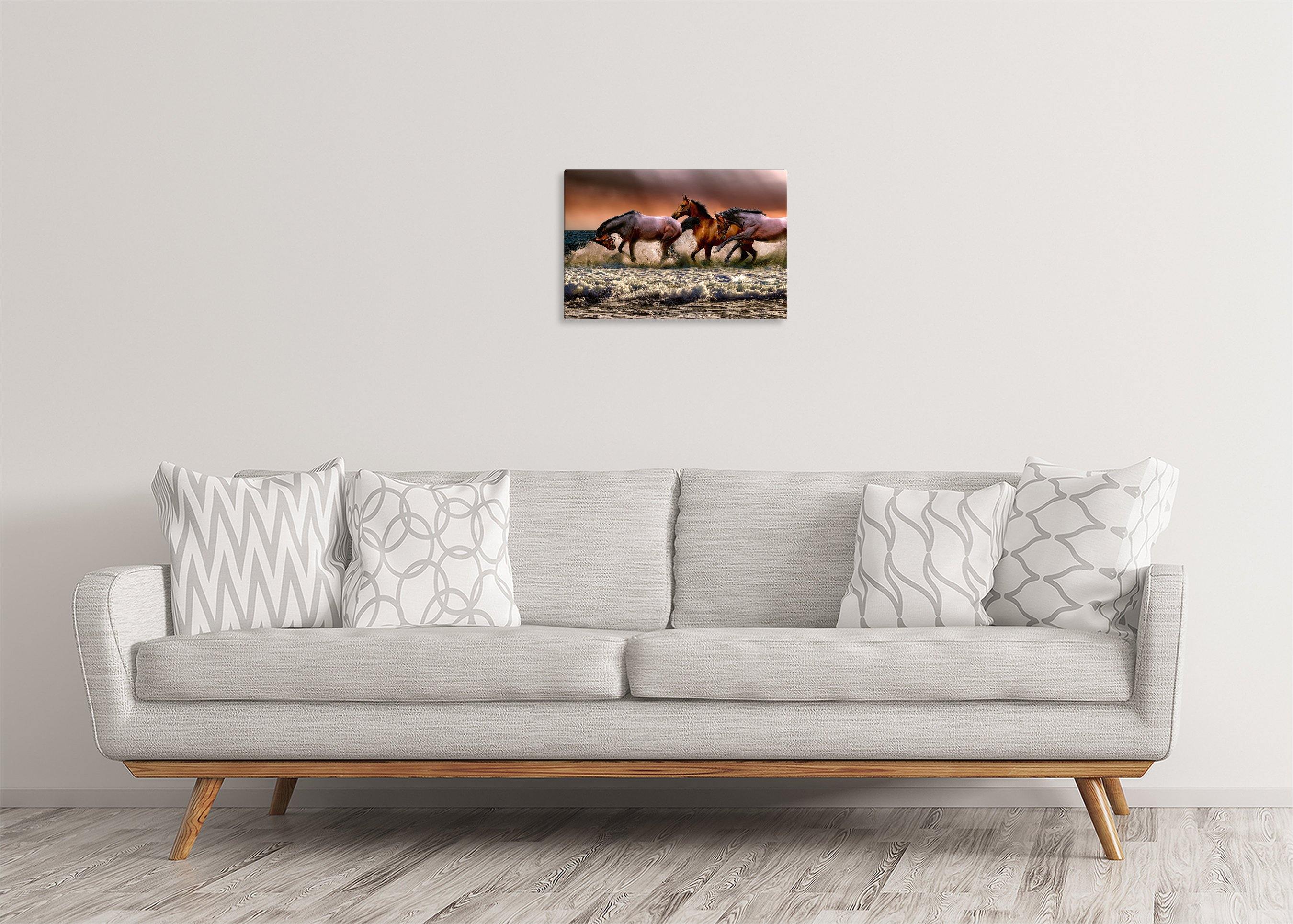 Horses Running in Sea | Gallery Wrap Wall Canvas - Image 3