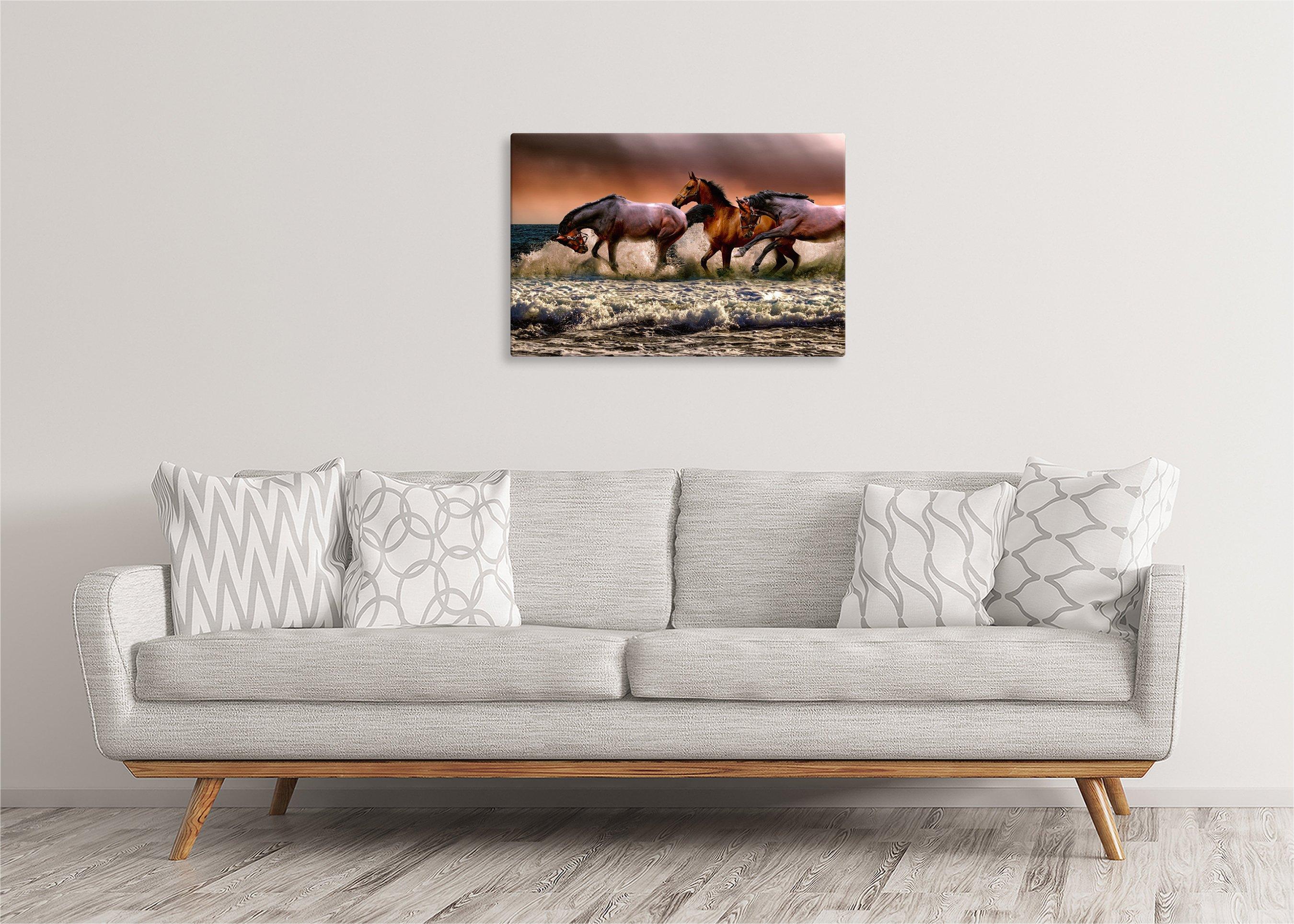 Horses Running in Sea | Gallery Wrap Wall Canvas - Image 4