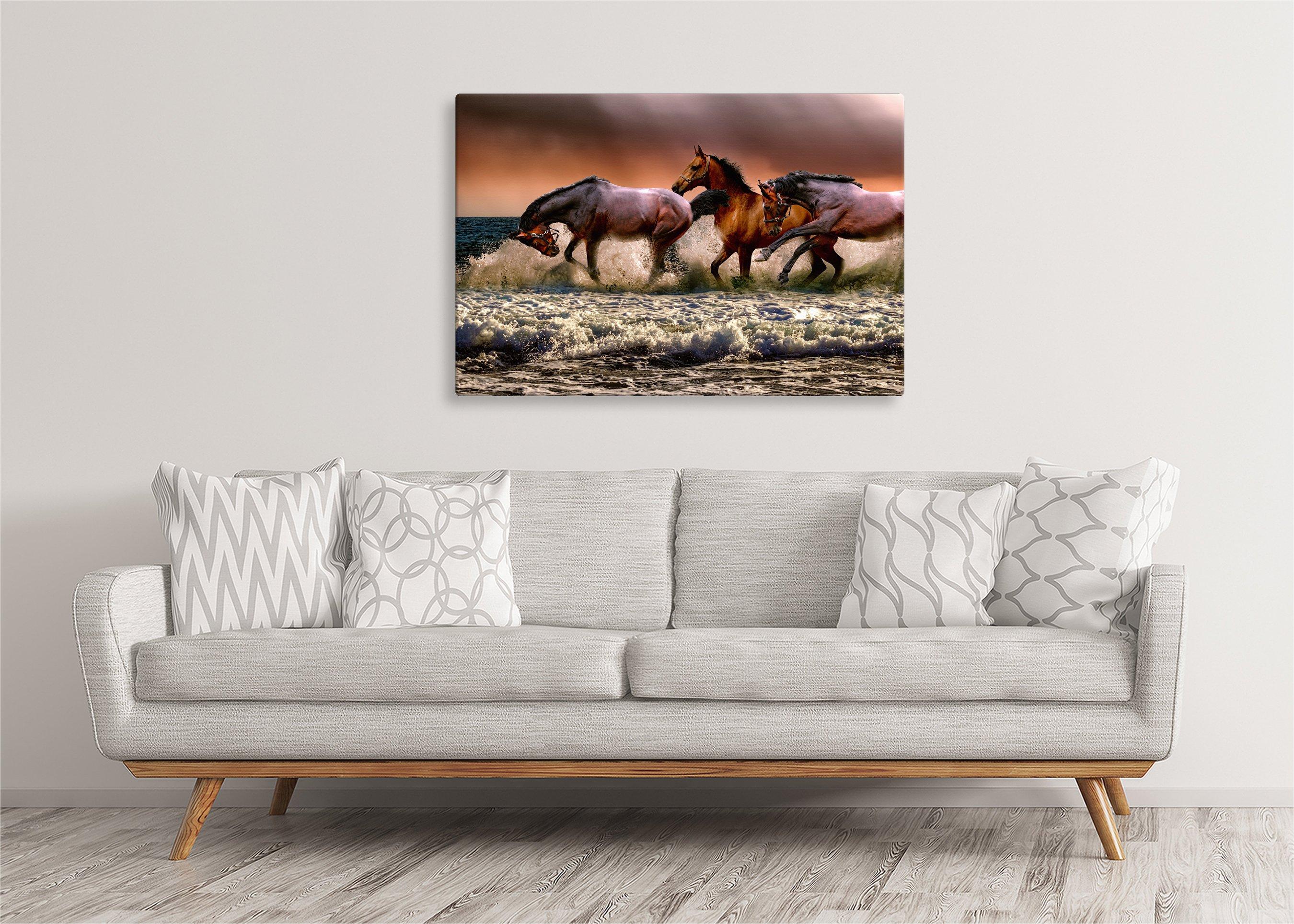 Horses Running in Sea | Gallery Wrap Wall Canvas - Image 5