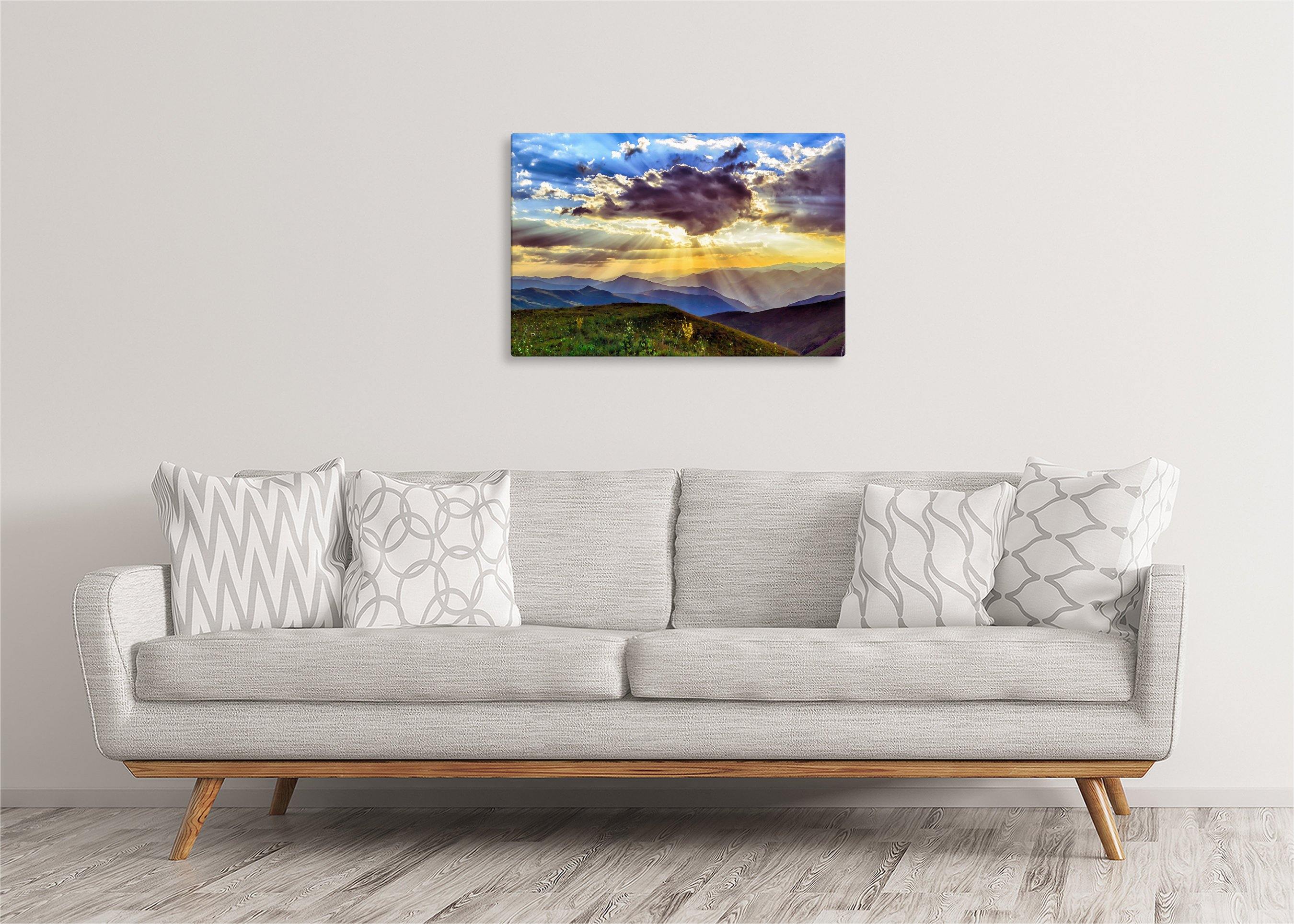 Sun Rays Over Mountains | Gallery Wrap Wall Canvas - Image 4