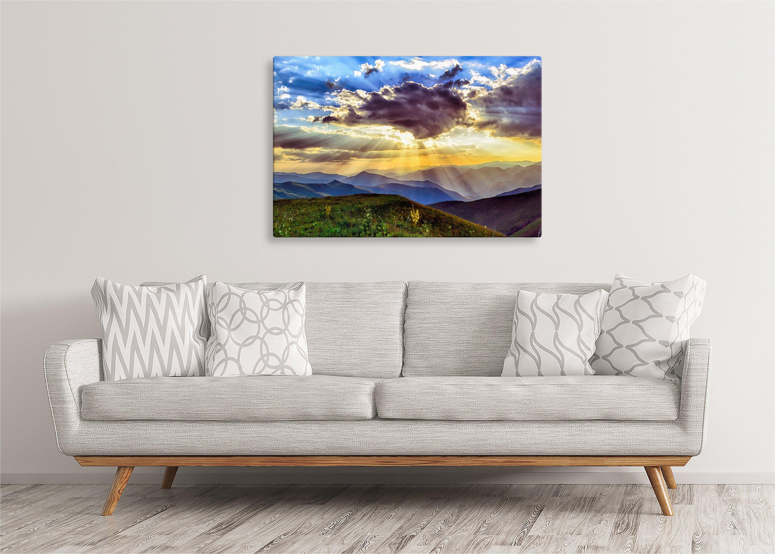 Sun Rays Over Mountains | Gallery Wrap Wall Canvas - Image 5