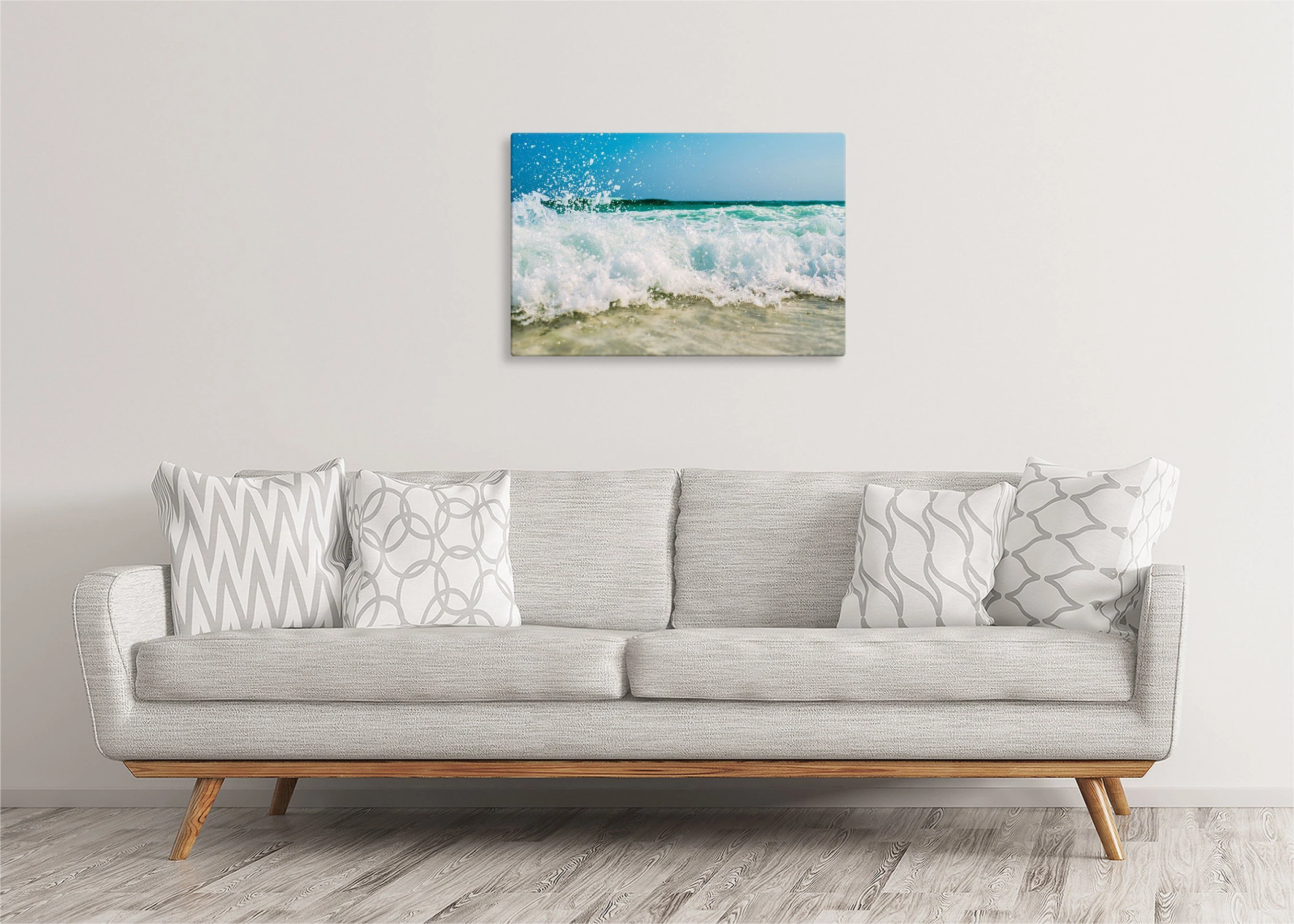 Waves Breaking on Beach | Gallery Wrap Wall Canvas - Image 4