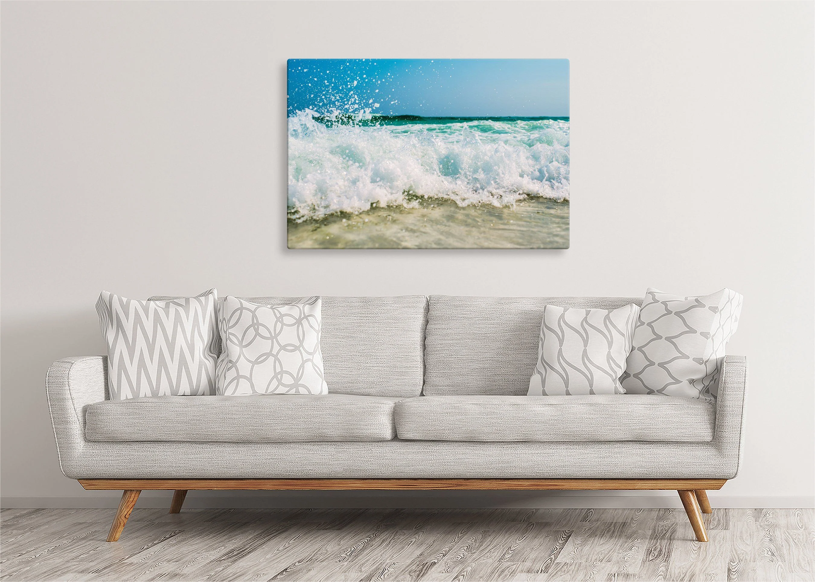 Waves Breaking on Beach | Gallery Wrap Wall Canvas - Image 5