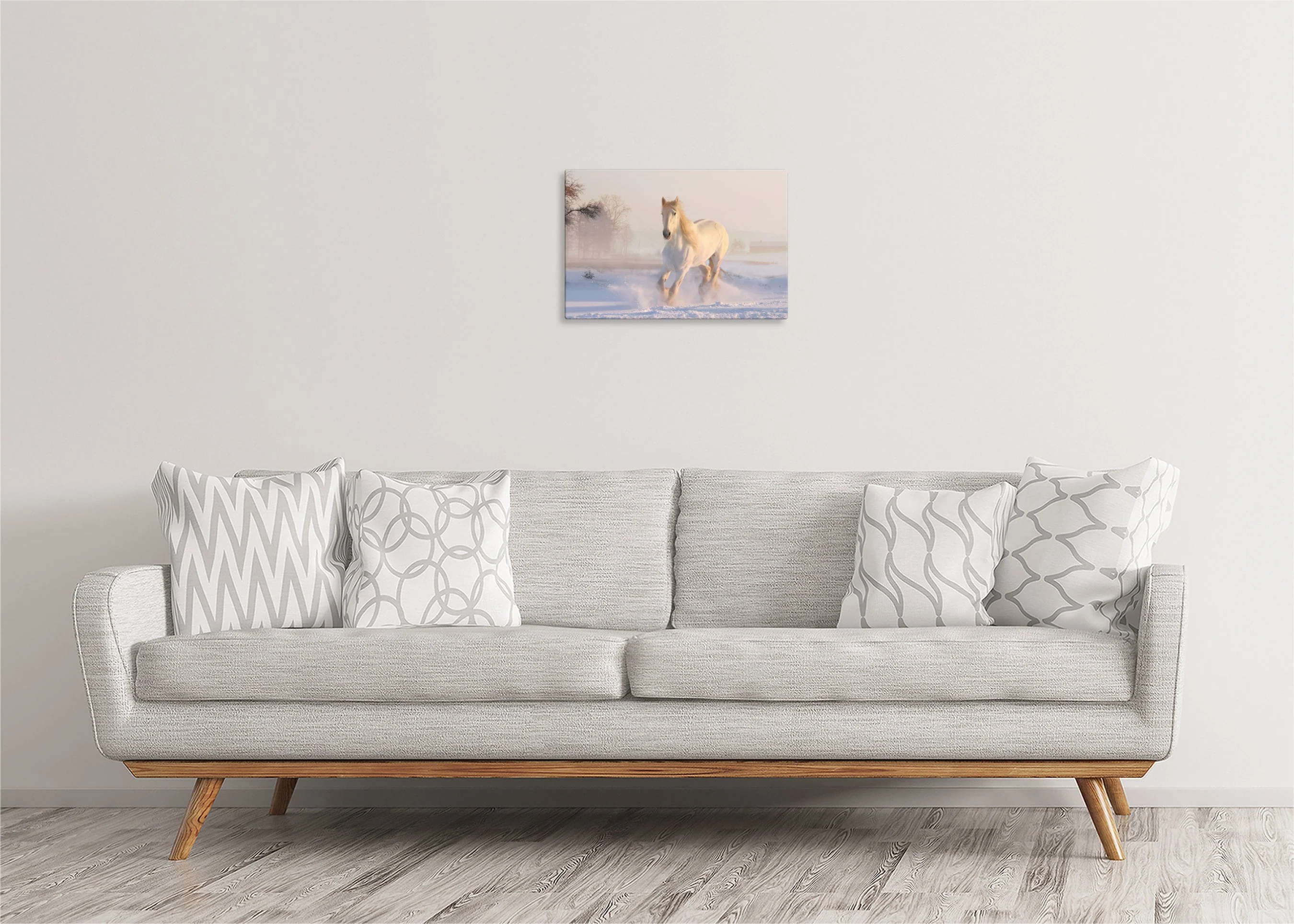 White Horse in Snow | Gallery Wrap Wall Canvas - Image 3