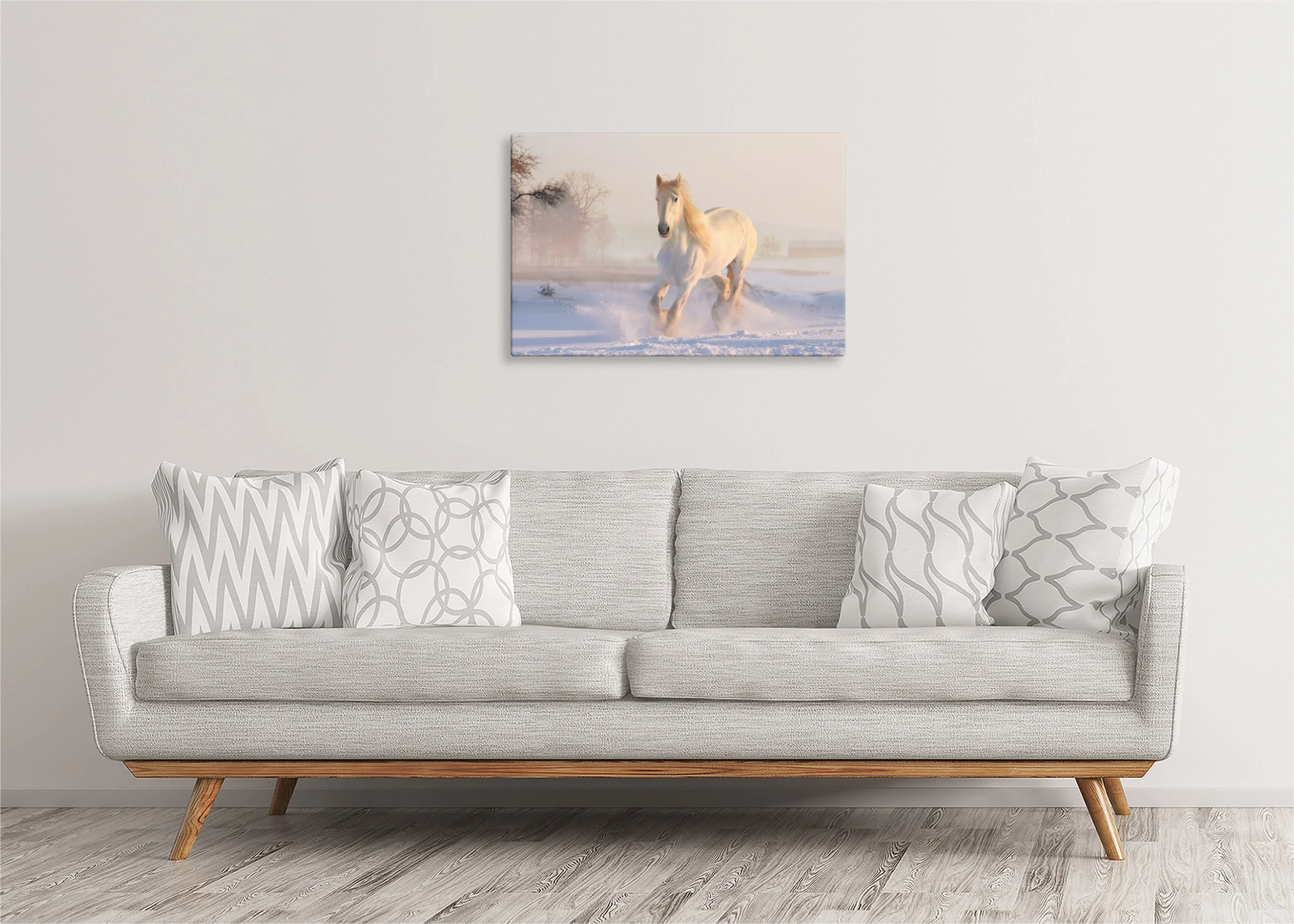 White Horse in Snow | Gallery Wrap Wall Canvas - Image 4
