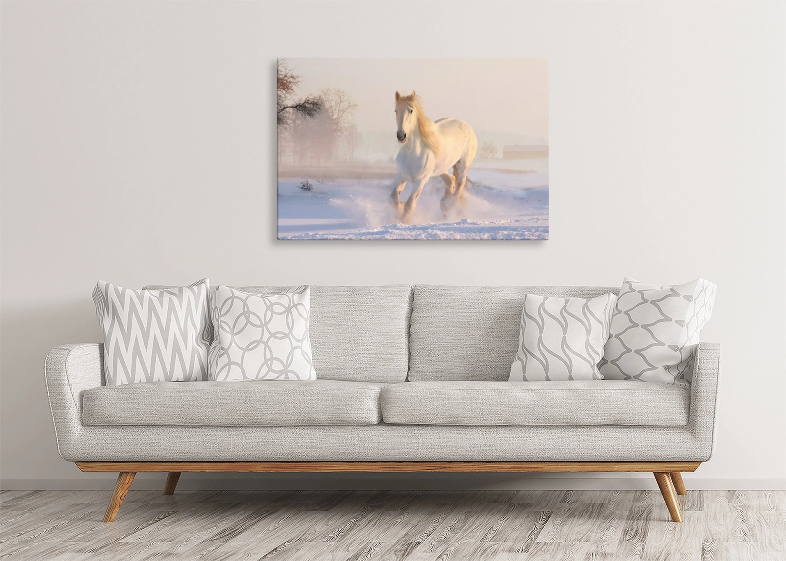 White Horse in Snow | Gallery Wrap Wall Canvas - Image 5